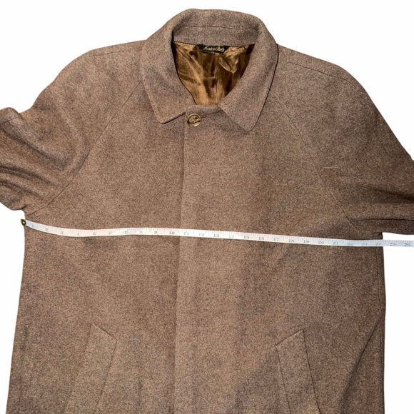 VTG Battaglia Italian Cashmere Wool Herringbone Trench Pea Overcoat 40R Mint - Picture 4 of 10